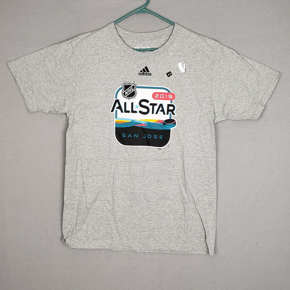Adidas To Go Tee Shirt San Jose Sharks Gray NHL All Star Game 2019 Mens Size L